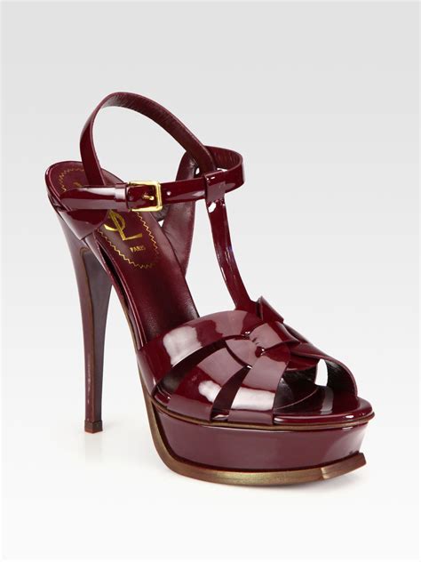 ysl tribute sandal patent leather|tribute leather platform sandals.